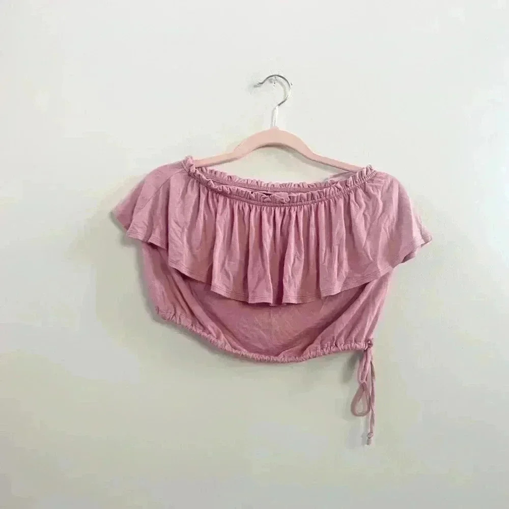 Abercrombie pink off‎ shoulder blouse new with tags